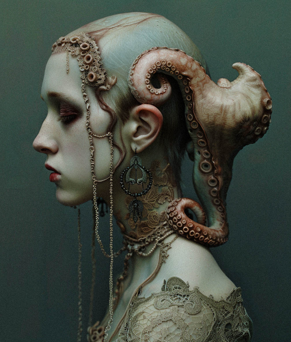 'Cling', AI Illustration by Mez Breeze